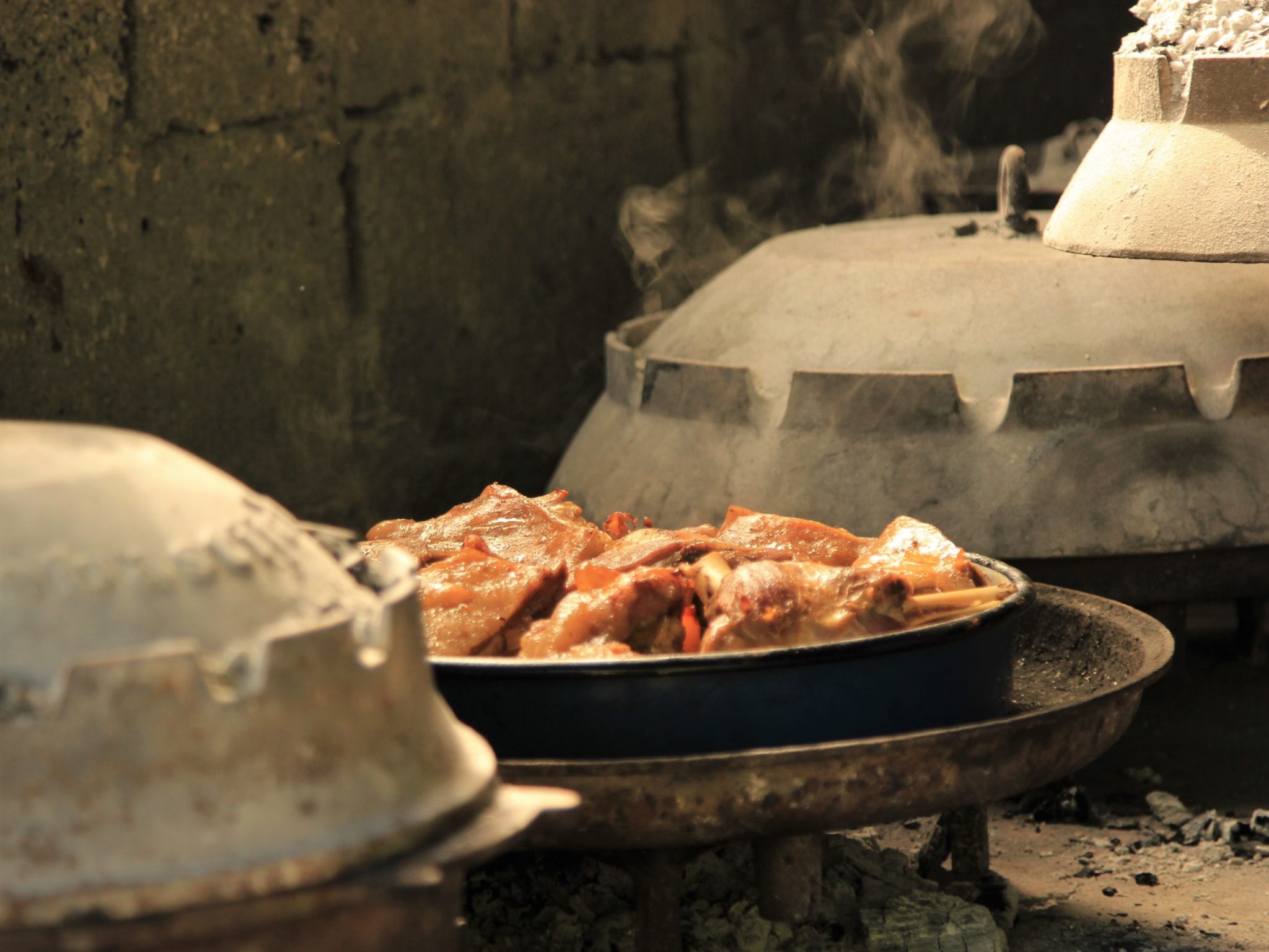 Lamb peka in the process of being cooked at the Roki restaurant on Vis Island in Croation