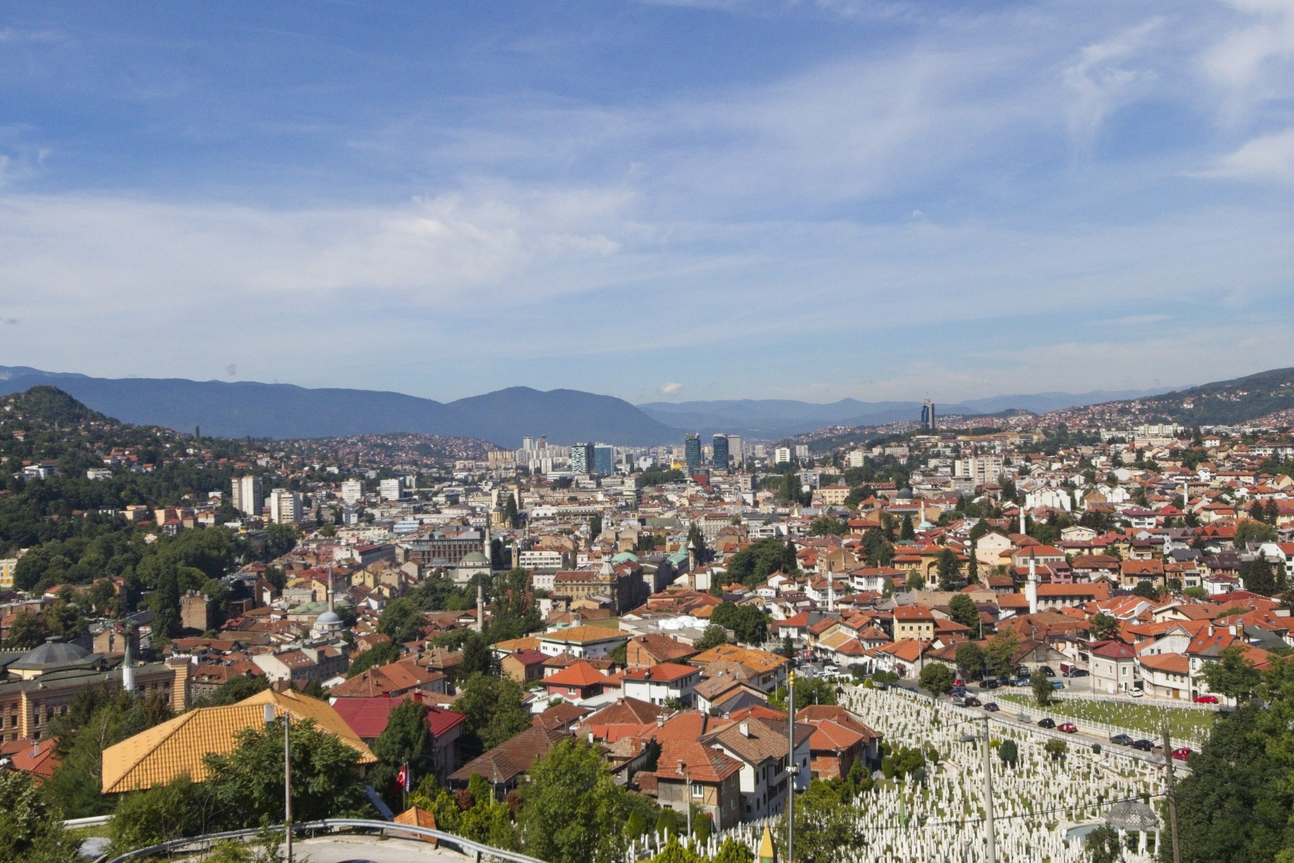 View of Sarajevo and the Dinaric Alps in the background from the Yellow Fortress.