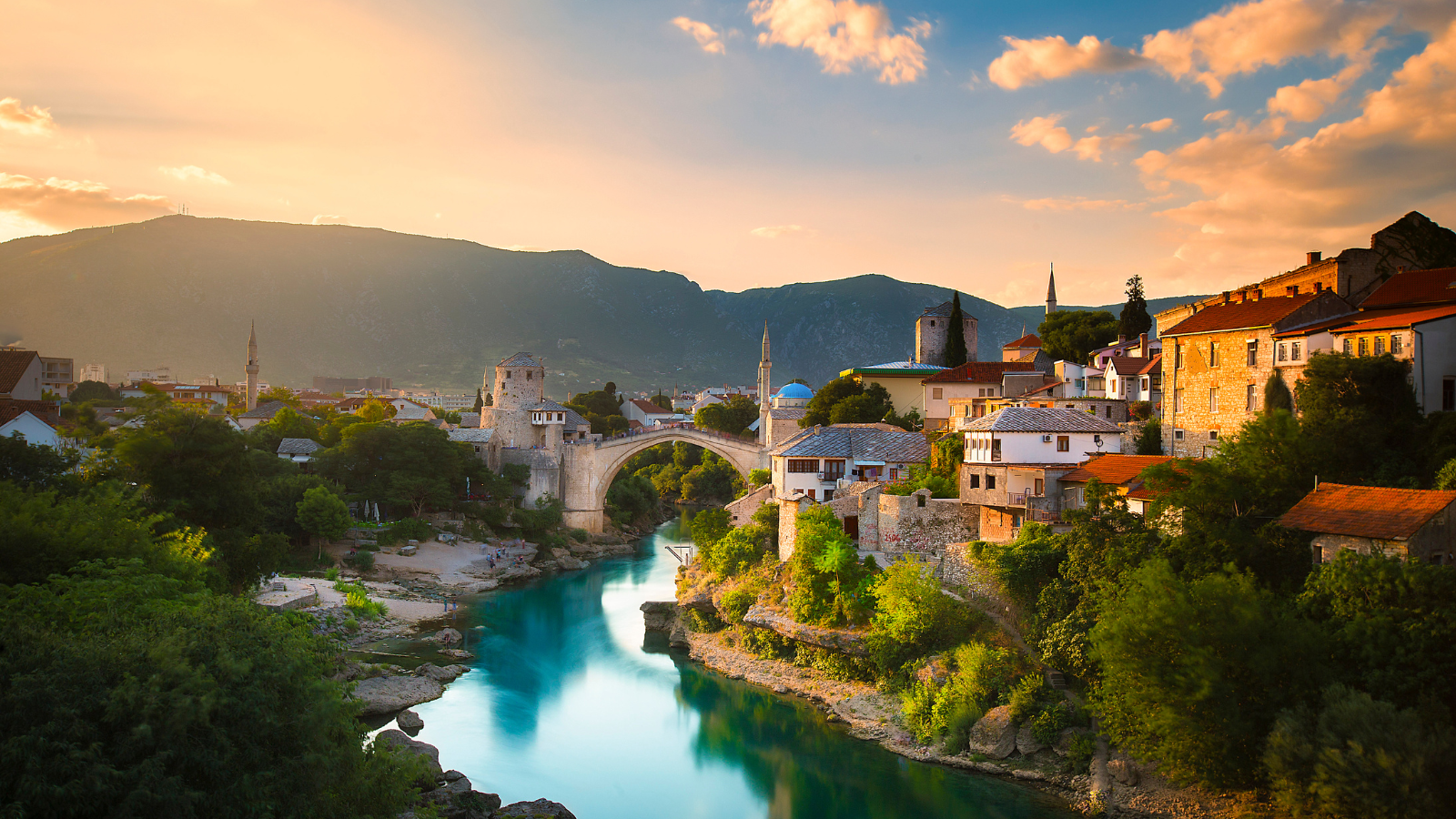 View of the old bridge in Mostar, Bosnia