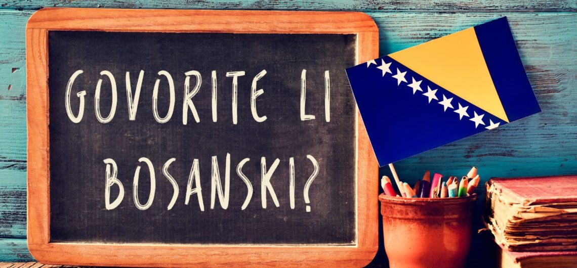 Chalkboard with 'do you speak Bosnian?' in Bosnian written on it