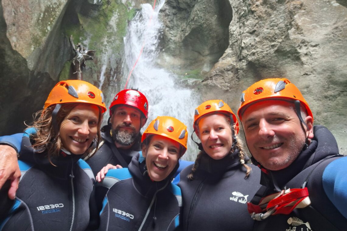 Adventure travel for solo travellers. Carly and the group canyoning in Tribuca Canyon, Serbia