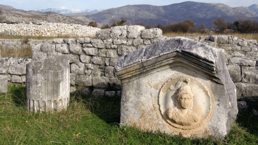 Roman ruins at the ancient city of Doclea, now called Duklja, near Podgorica in Montenegro