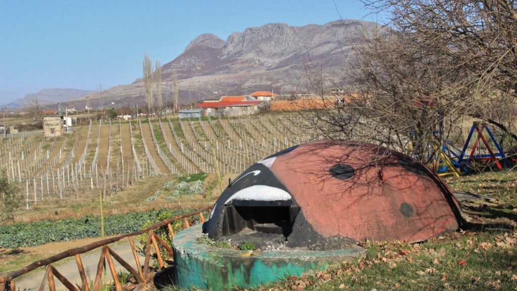 These days Albanian bunkers are often decorated, like this one turned into a lady bug.