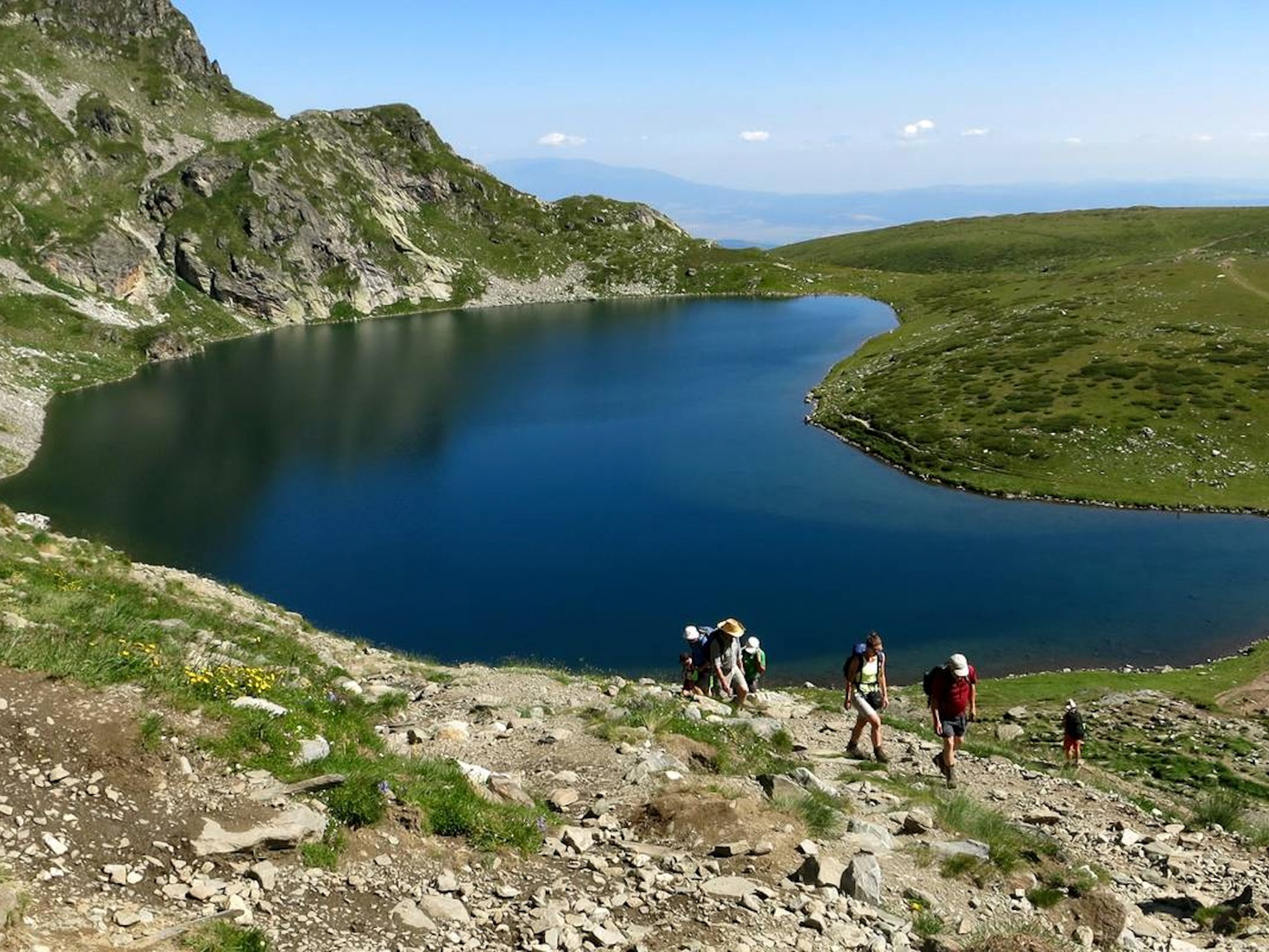 Group hiking the Rila Mountains on a Bulgaria hiking holiday