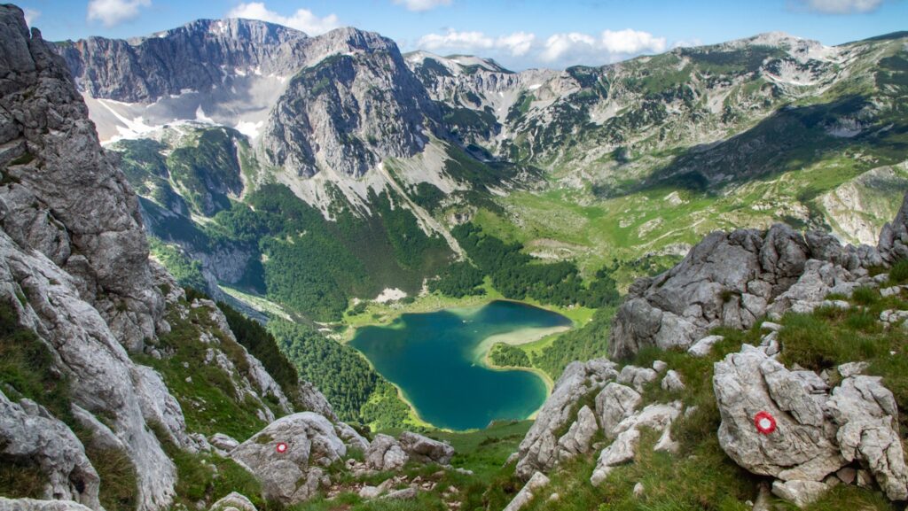 Trnovacko lake in Bosnia and Herzegovina in Sutjeska National Park hiking trail
