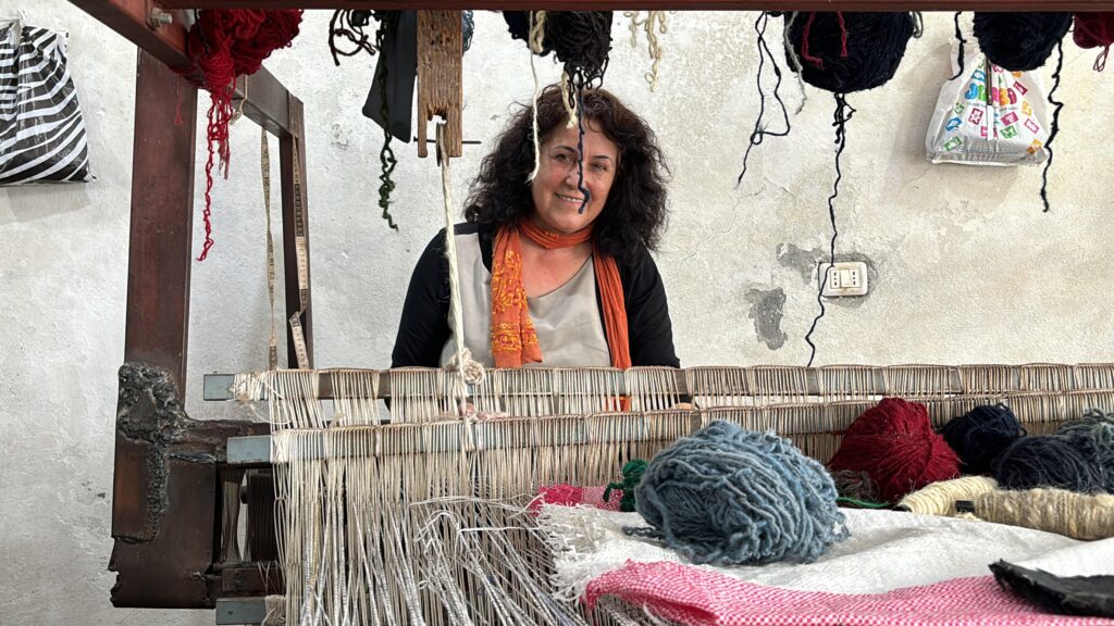Shkodra weavers and rugs. A women-led weaving cooperative led by Nebija Qotaj. "authentic Balkan travel experiences" "cultural holidays in the Balkans" "small group Balkan holidays" "off the beaten track Balkans" "indigenous traditions Europe" "experiential travel Europe" "Balkan food and culture holidays" "slow travel Balkans"