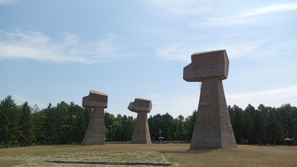 Yugoslav brutalist architecture on a Balkan hiking holiday.