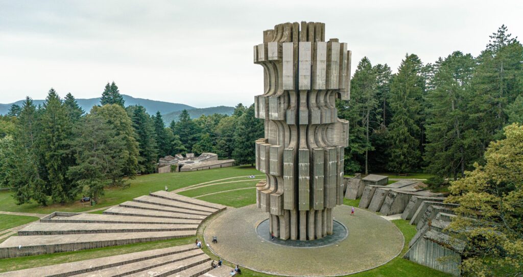 Bosnian brutalist monument from Concrete Utopias: Exploring Yugoslavia's Extraordinary Brutalist Monuments in the BalkansMonument to the Revolution