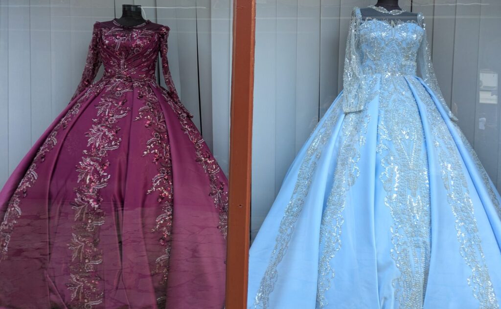 Window-shopping wedding dresses is a fun pastime when spending a day in Skopje