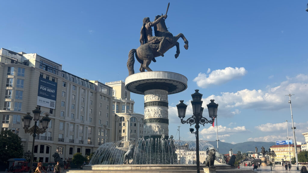 The neo-classical style statue in Skopje's main square bears a striking resemblance to Alexander The Great